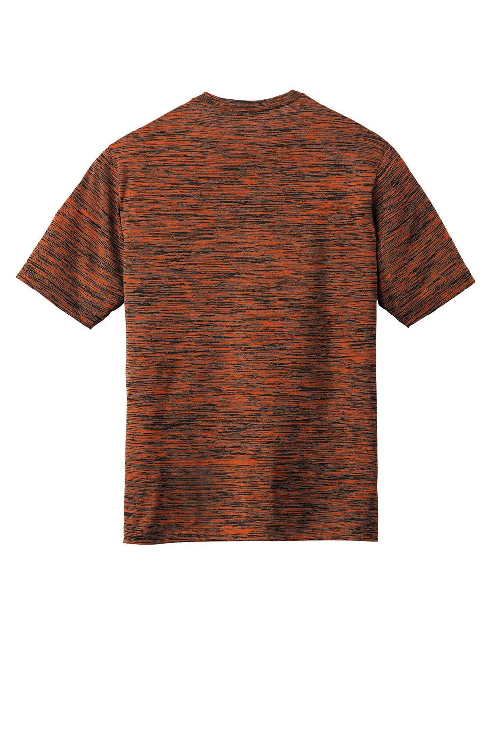 Sport-Tek Mens Electric Heather Moisture Wicking Short Sleeve Crewneck T-Shirt - Deep Orange Black Electric - Closeout