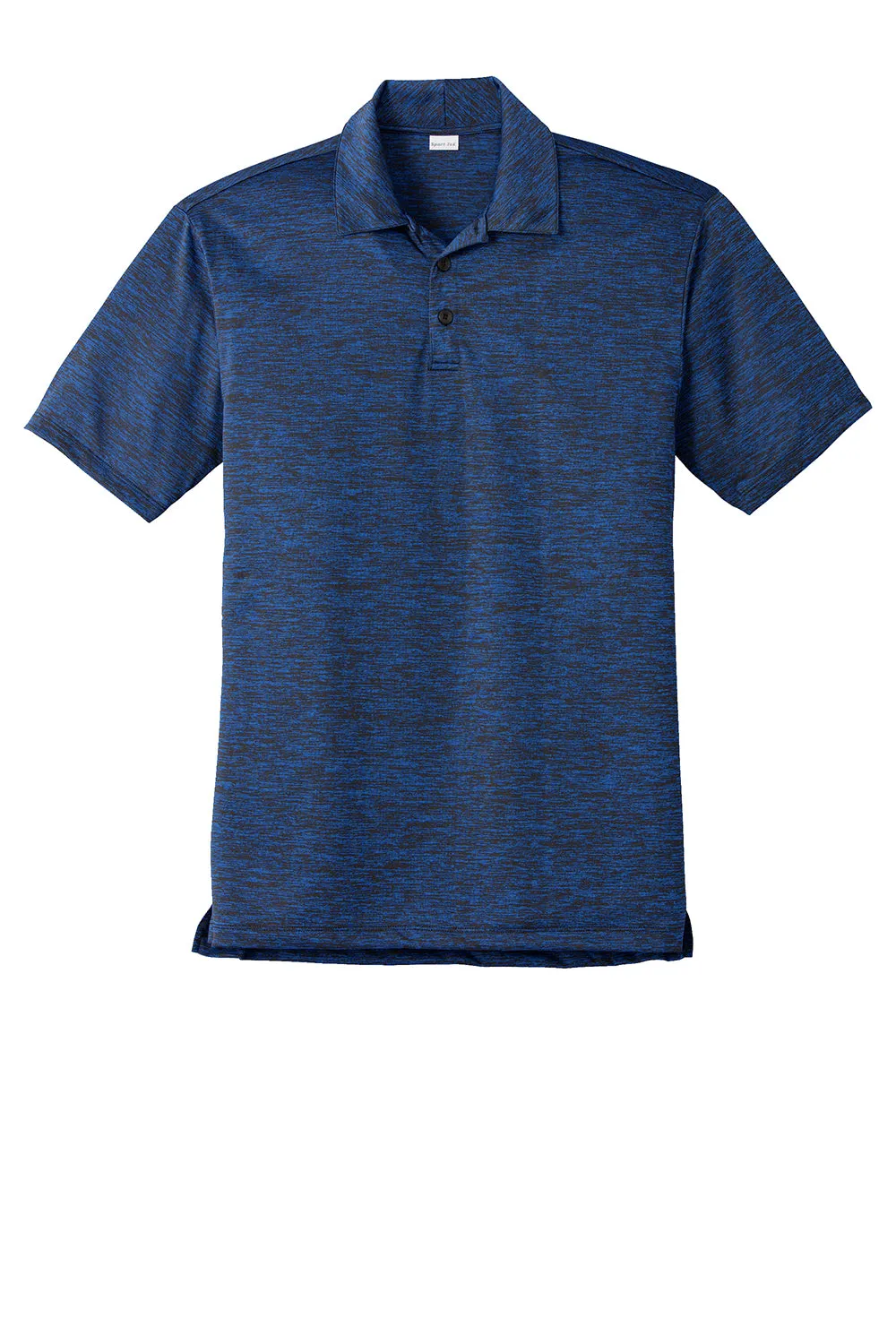 Sport-Tek Mens Electric Heather Moisture Wicking Short Sleeve Polo Shirt - Dark Royal Blue/Black Electric