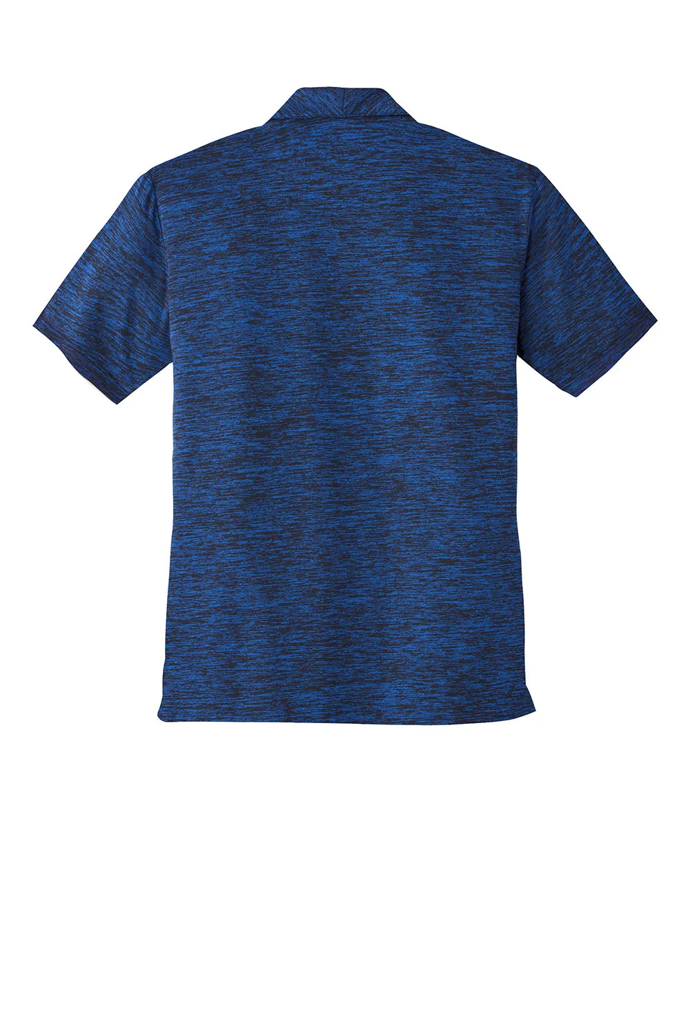 Sport-Tek Mens Electric Heather Moisture Wicking Short Sleeve Polo Shirt - Dark Royal Blue/Black Electric