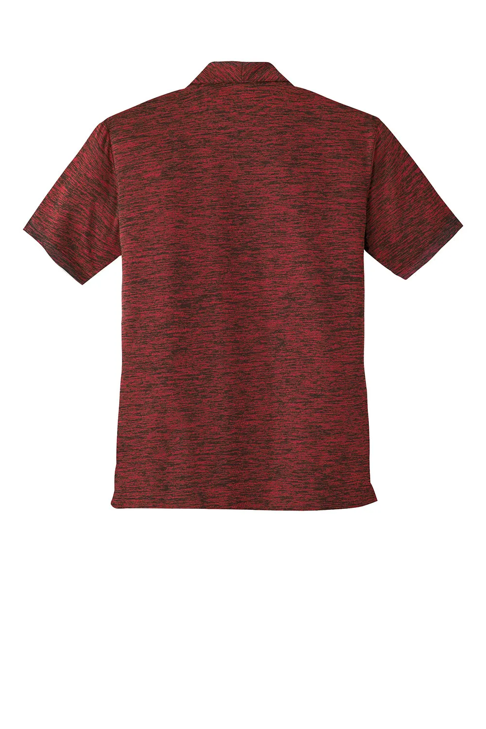 Sport-Tek Mens Electric Heather Moisture Wicking Short Sleeve Polo Shirt - Deep Red/Black Electric