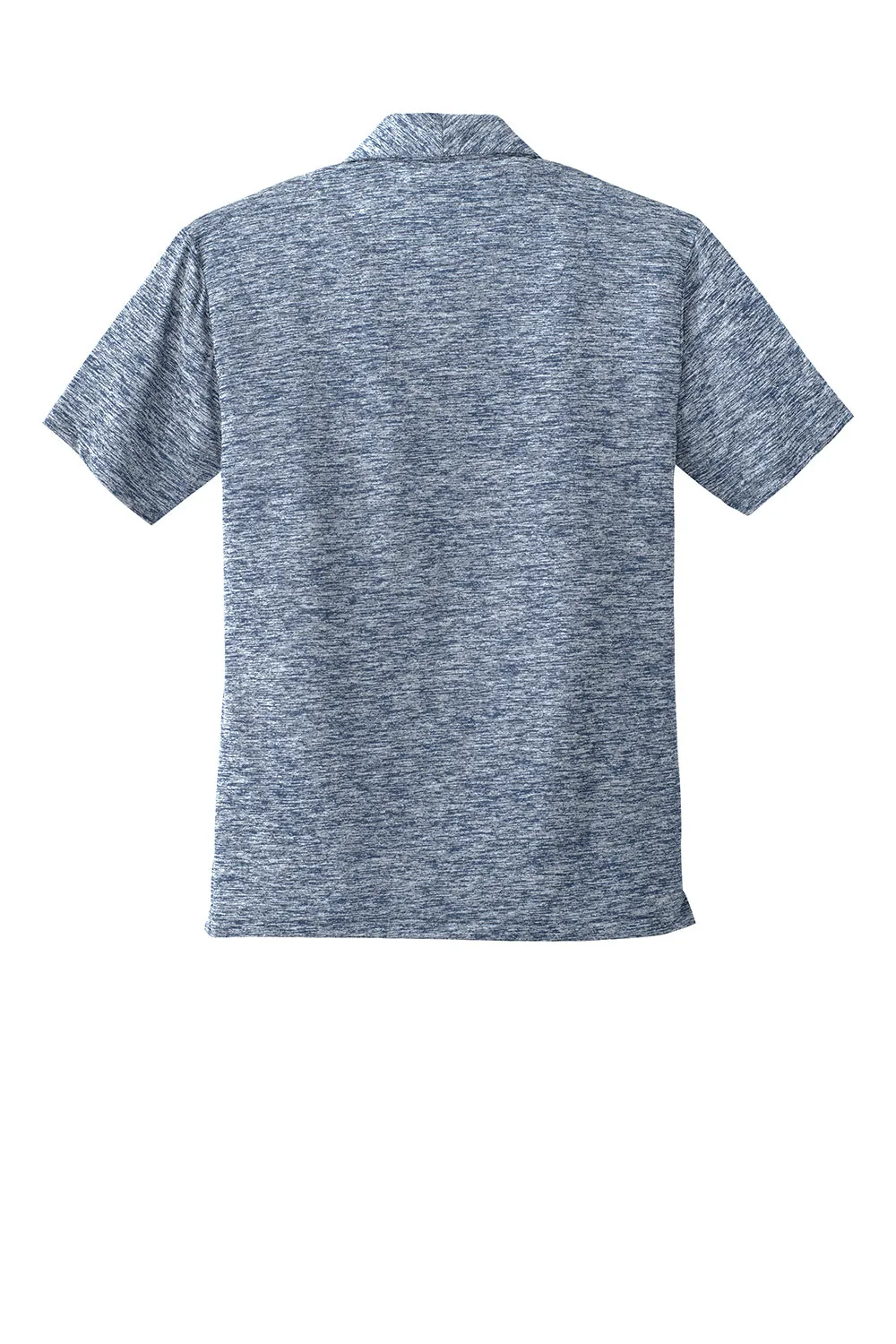 Sport-Tek Mens Electric Heather Moisture Wicking Short Sleeve Polo Shirt - True Navy Blue Electric