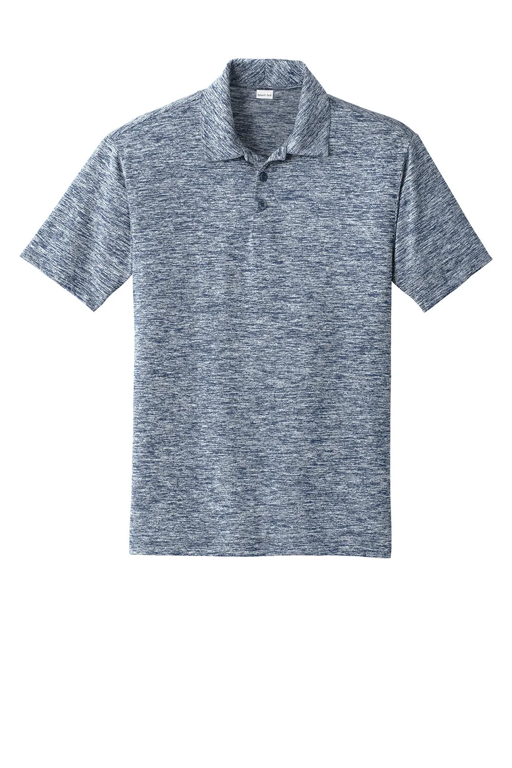 Sport-Tek Mens Electric Heather Moisture Wicking Short Sleeve Polo Shirt - True Navy Blue Electric