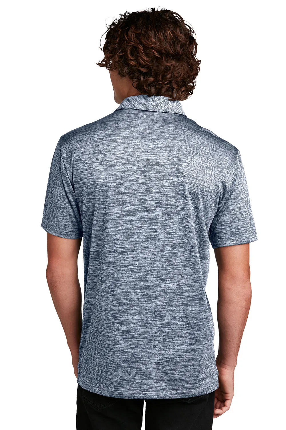 Sport-Tek Mens Electric Heather Moisture Wicking Short Sleeve Polo Shirt - True Navy Blue Electric