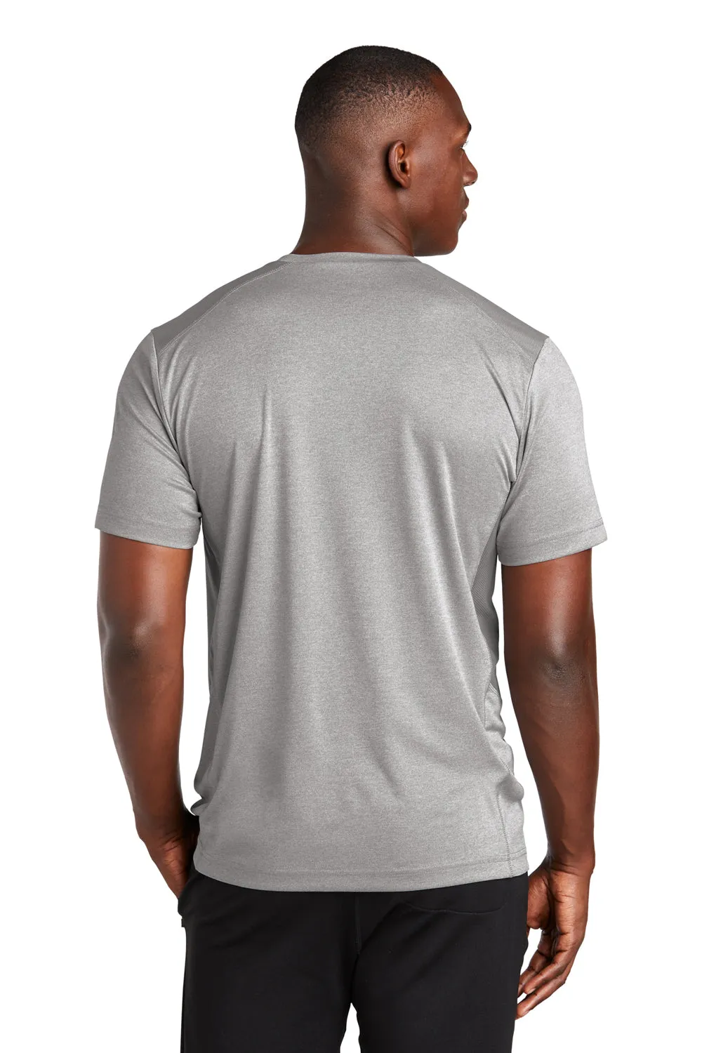 Sport-Tek Mens Endeavor Moisture Wicking Short Sleeve Crewneck T-Shirt - Heather Light Grey/Light Grey