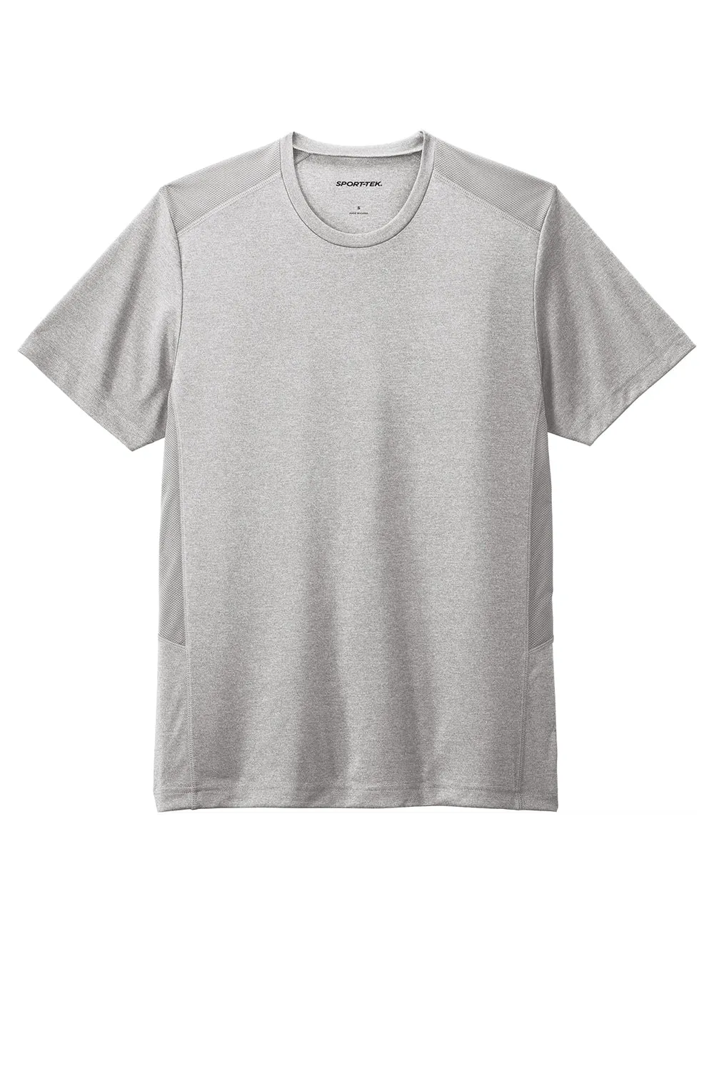 Sport-Tek Mens Endeavor Moisture Wicking Short Sleeve Crewneck T-Shirt - Heather Light Grey/Light Grey
