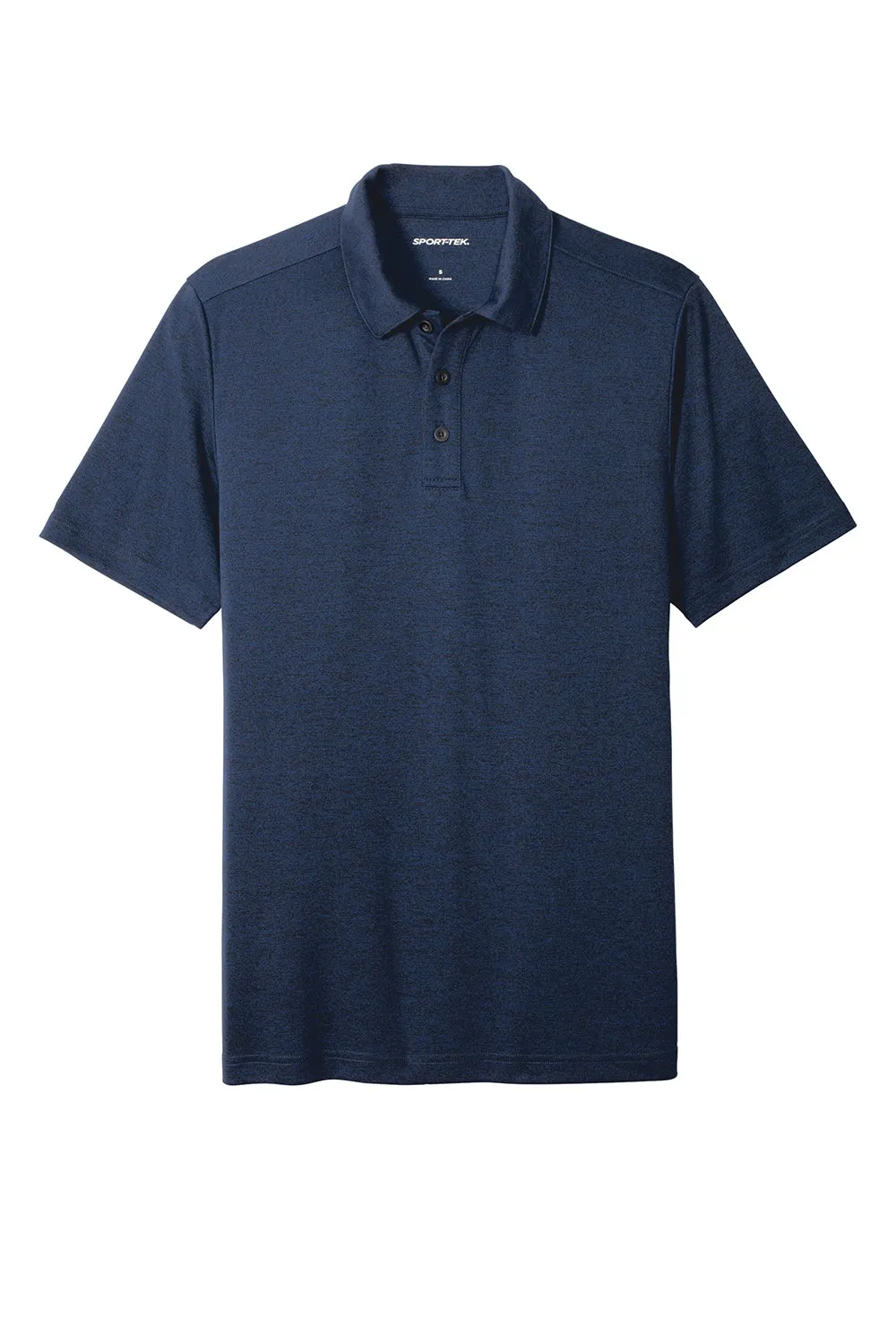 Sport-Tek Mens Endeavor Moisture Wicking Short Sleeve Polo Shirt - Heather Dark Royal Blue