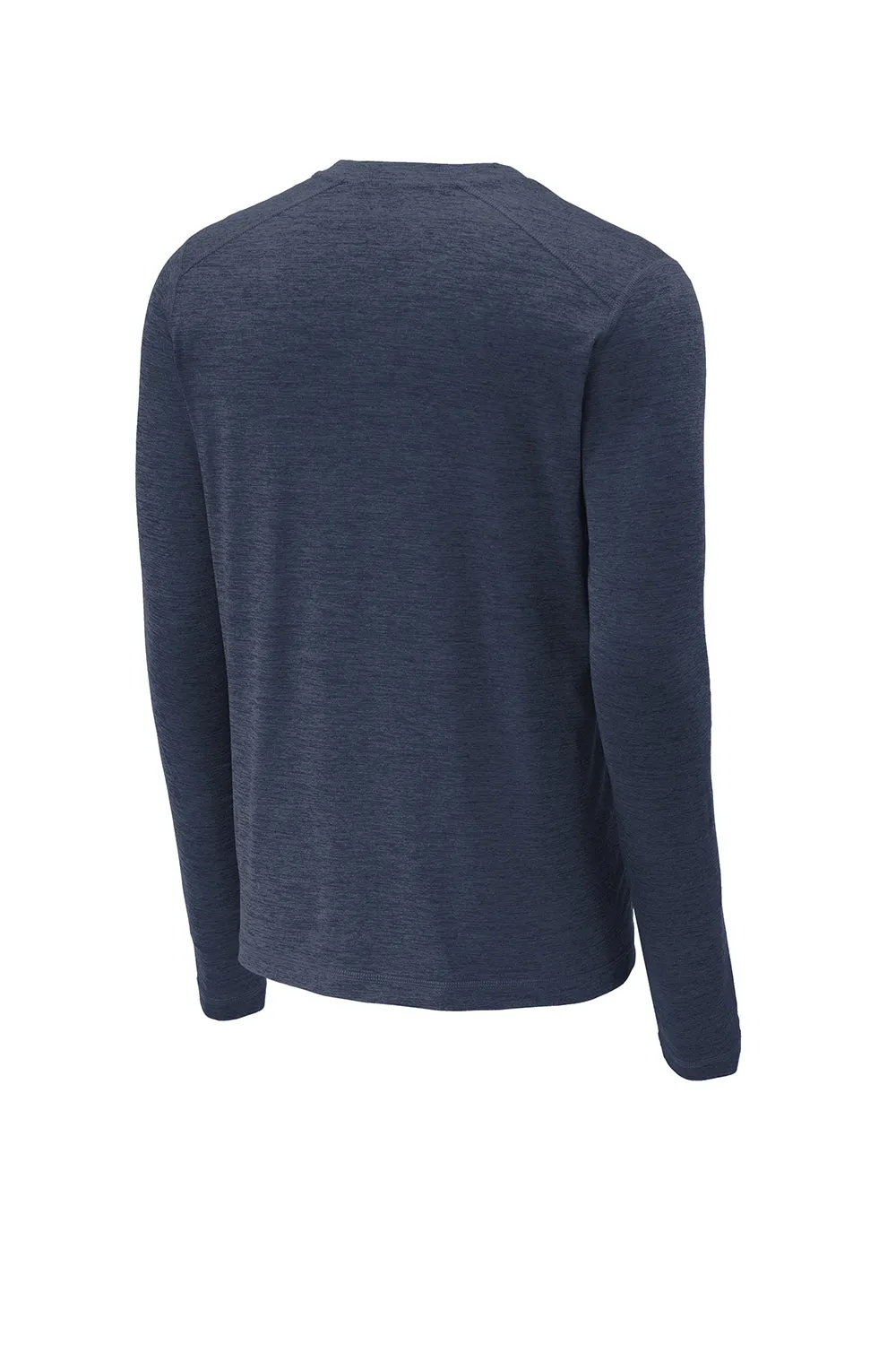 Sport-Tek Mens Exchange 1.5 Long Sleeve Crewneck T-Shirt - Heather Dark Denim Blue - Closeout