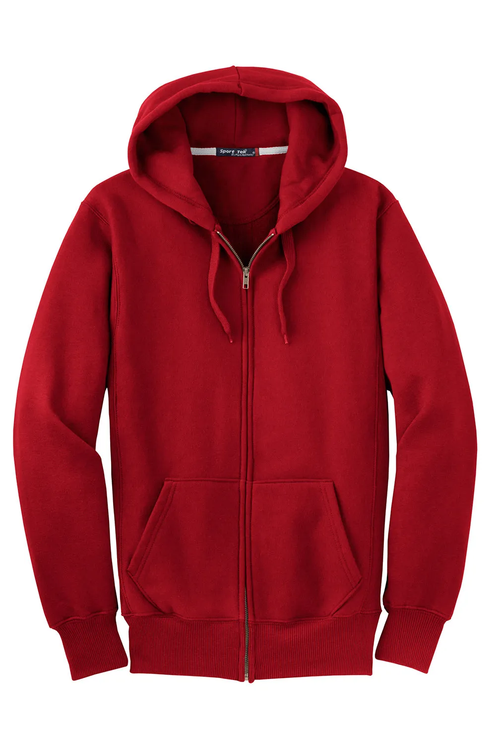 Sport-Tek Mens Fleece Full Zip Hooded Sweatshirt Hoodie w/ Pockets - Red