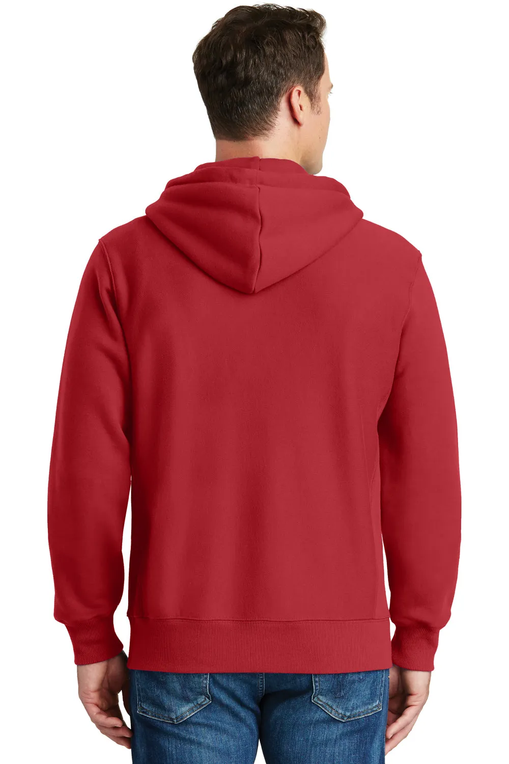 Sport-Tek Mens Fleece Full Zip Hooded Sweatshirt Hoodie w/ Pockets - Red