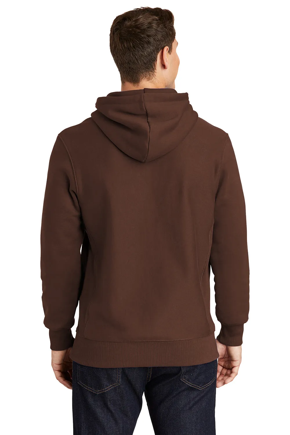 Sport-Tek Mens Fleece Hooded Sweatshirt Hoodie w/ Pouch Pocket - Brown