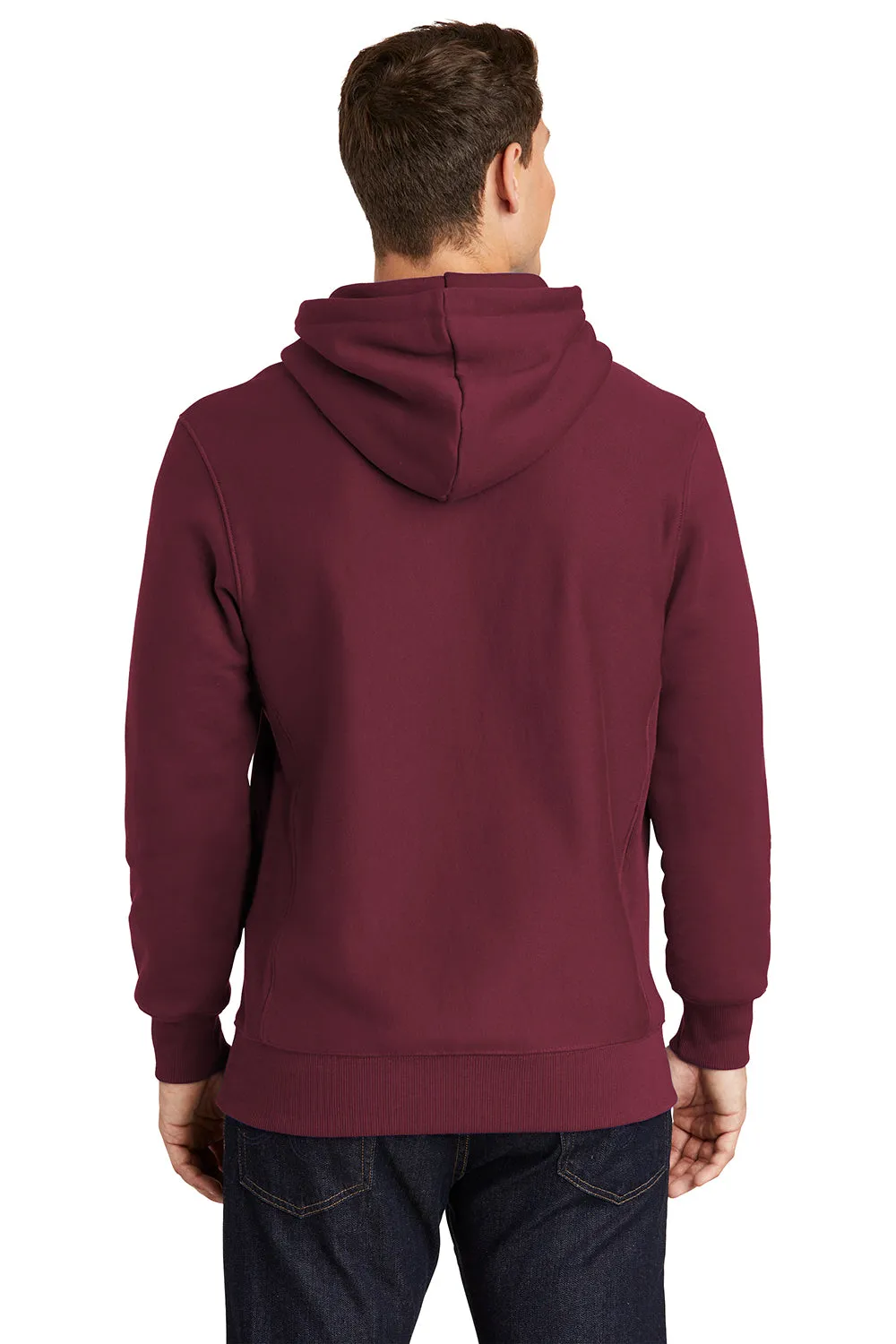 Sport-Tek Mens Fleece Hooded Sweatshirt Hoodie w/ Pouch Pocket - Maroon