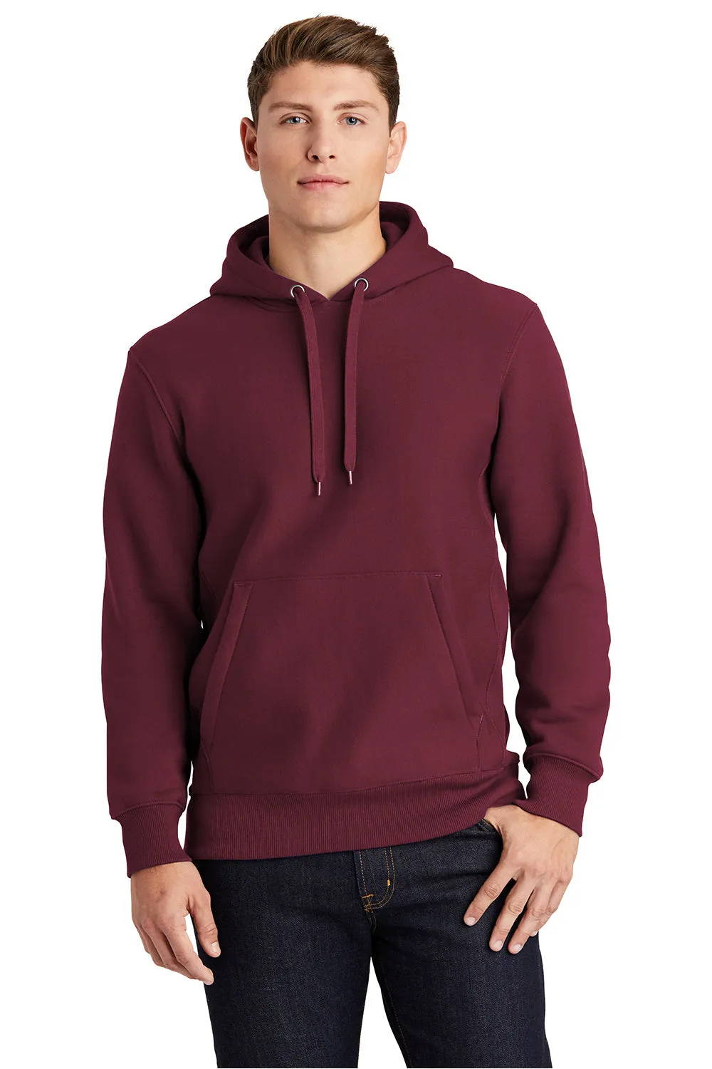 Sport-Tek Mens Fleece Hooded Sweatshirt Hoodie w/ Pouch Pocket - Maroon