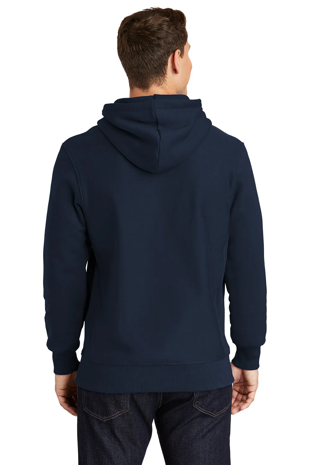 Sport-Tek Mens Fleece Hooded Sweatshirt Hoodie w/ Pouch Pocket - True Navy Blue