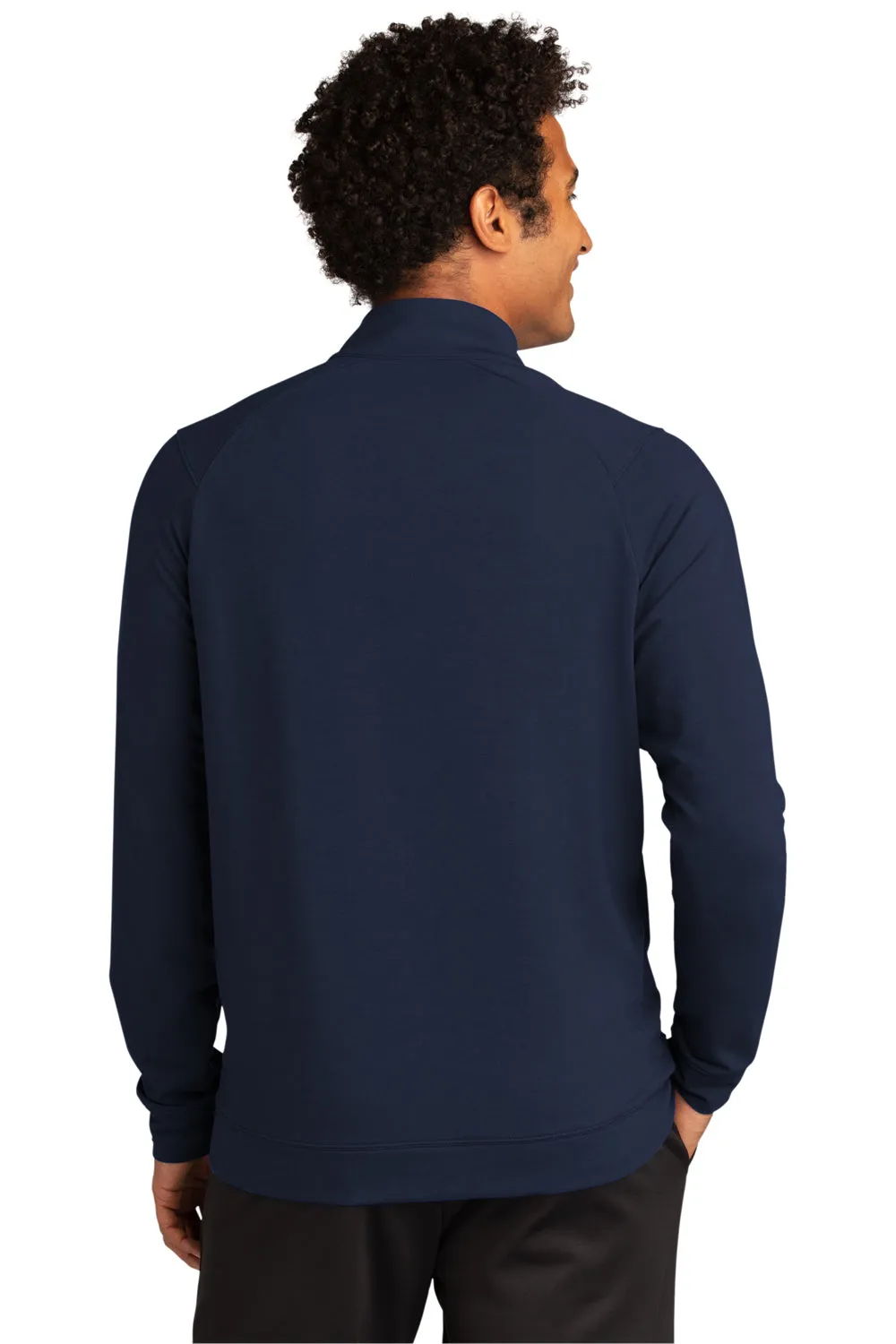 Sport-Tek Mens Flex Fleece Moisture Wicking Full Zip Sweatshirt w/ Pockets - True Navy Blue