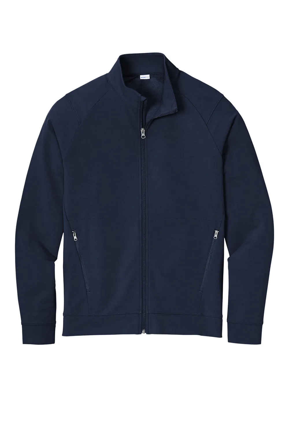 Sport-Tek Mens Flex Fleece Moisture Wicking Full Zip Sweatshirt w/ Pockets - True Navy Blue
