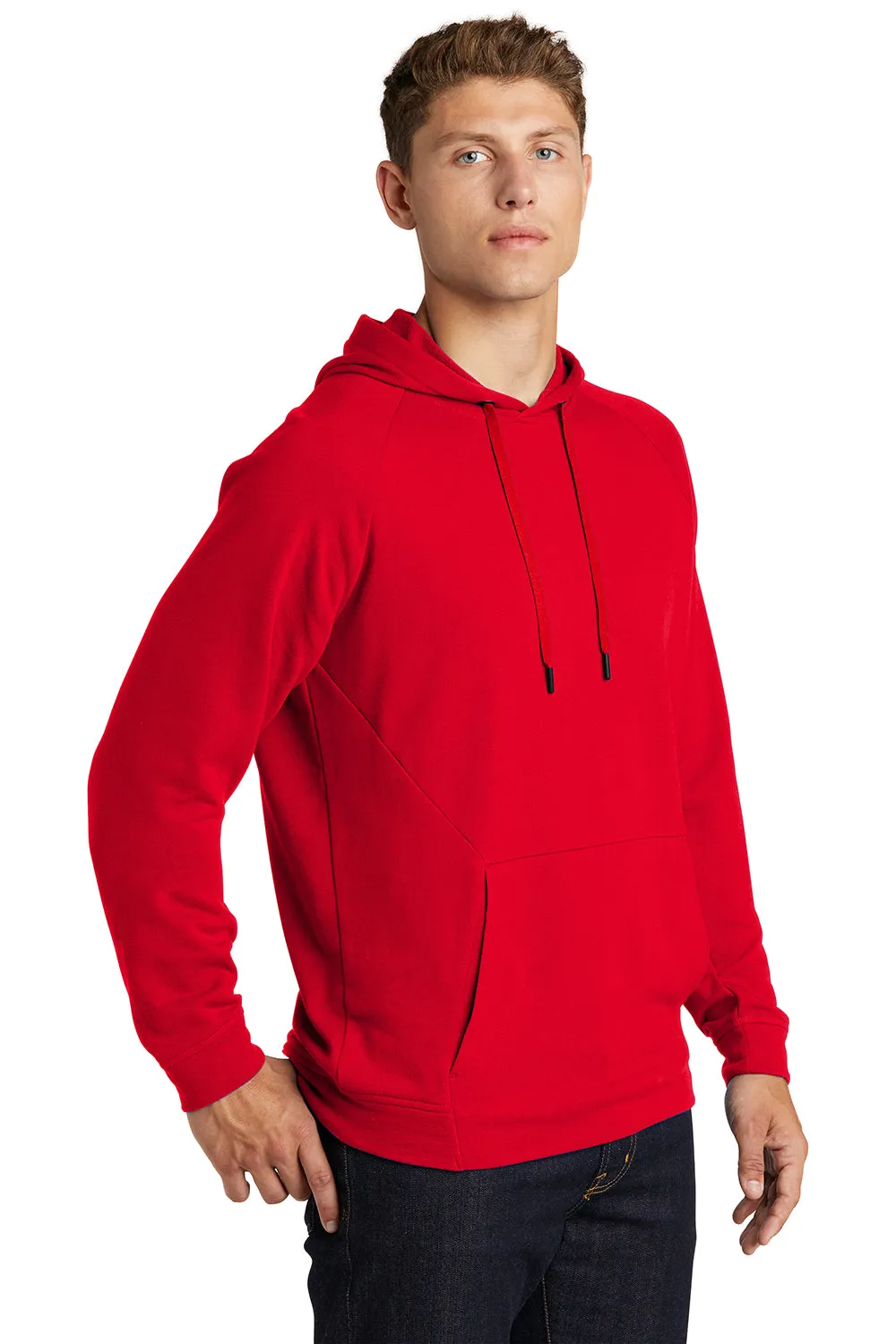 Sport-Tek Mens French Terry Hooded Sweatshirt Hoodie w/ Pouch Pocket - True Red