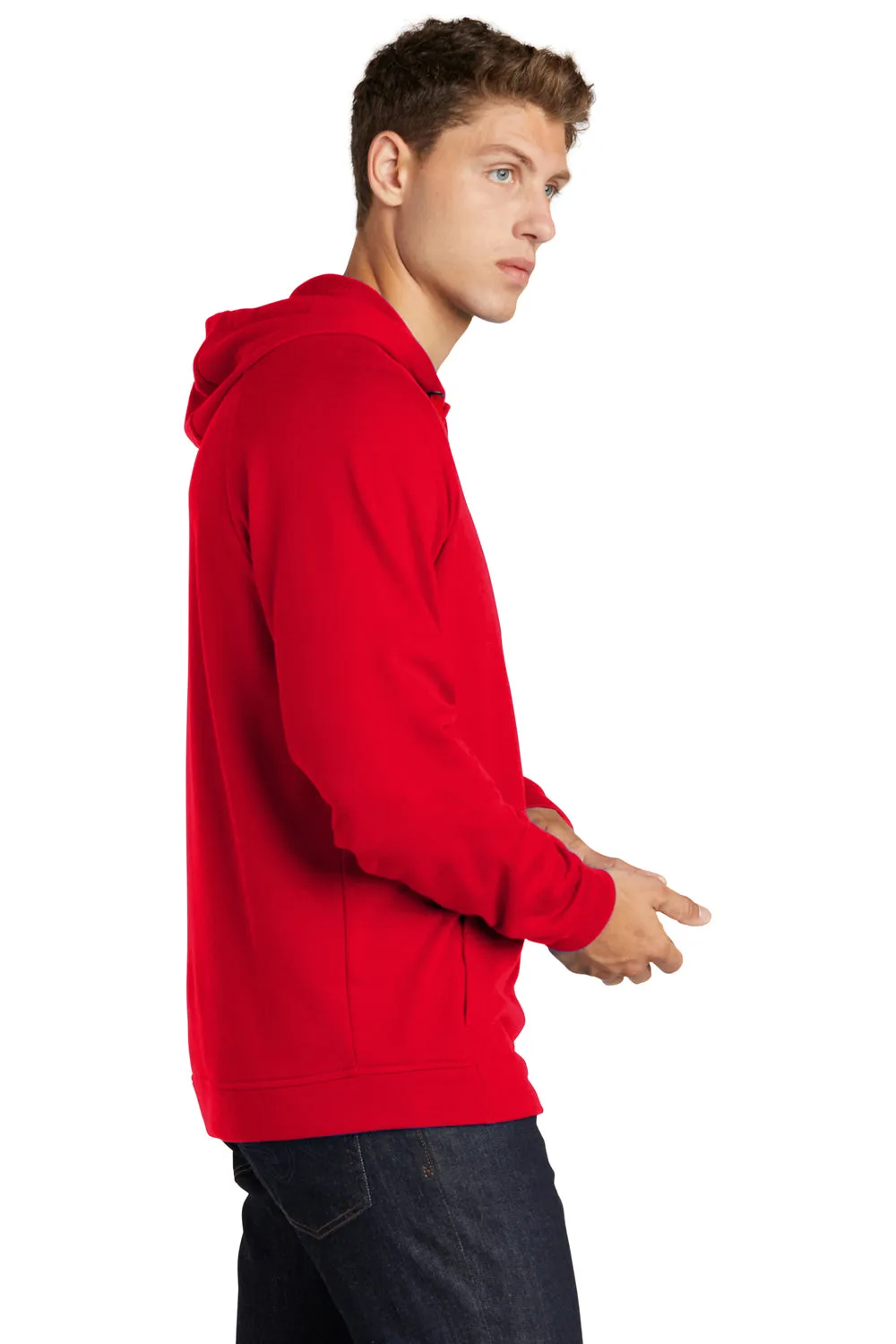 Sport-Tek Mens French Terry Hooded Sweatshirt Hoodie w/ Pouch Pocket - True Red