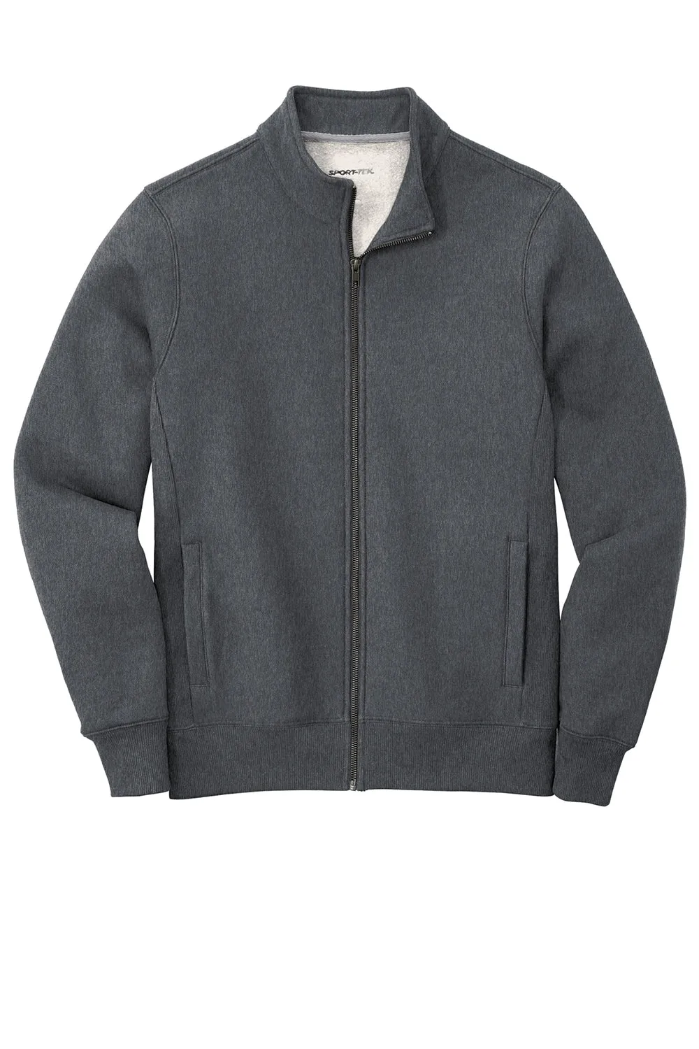 Sport-Tek Mens Full Zip Sweatshirt w/ Pockets - Heather Graphite Grey