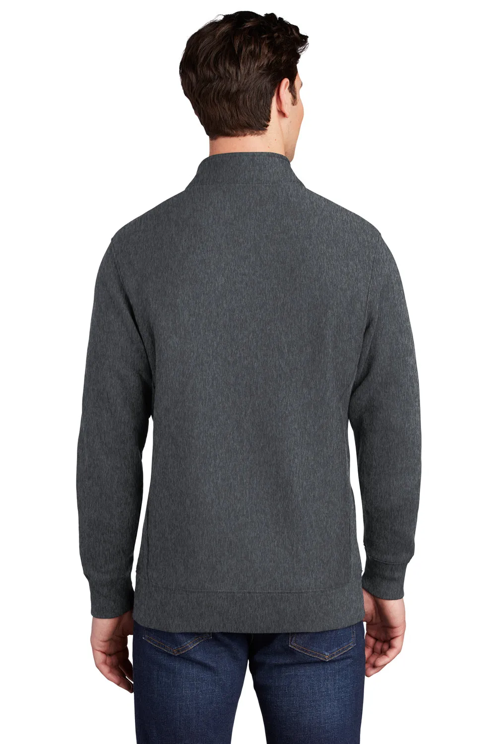 Sport-Tek Mens Full Zip Sweatshirt w/ Pockets - Heather Graphite Grey