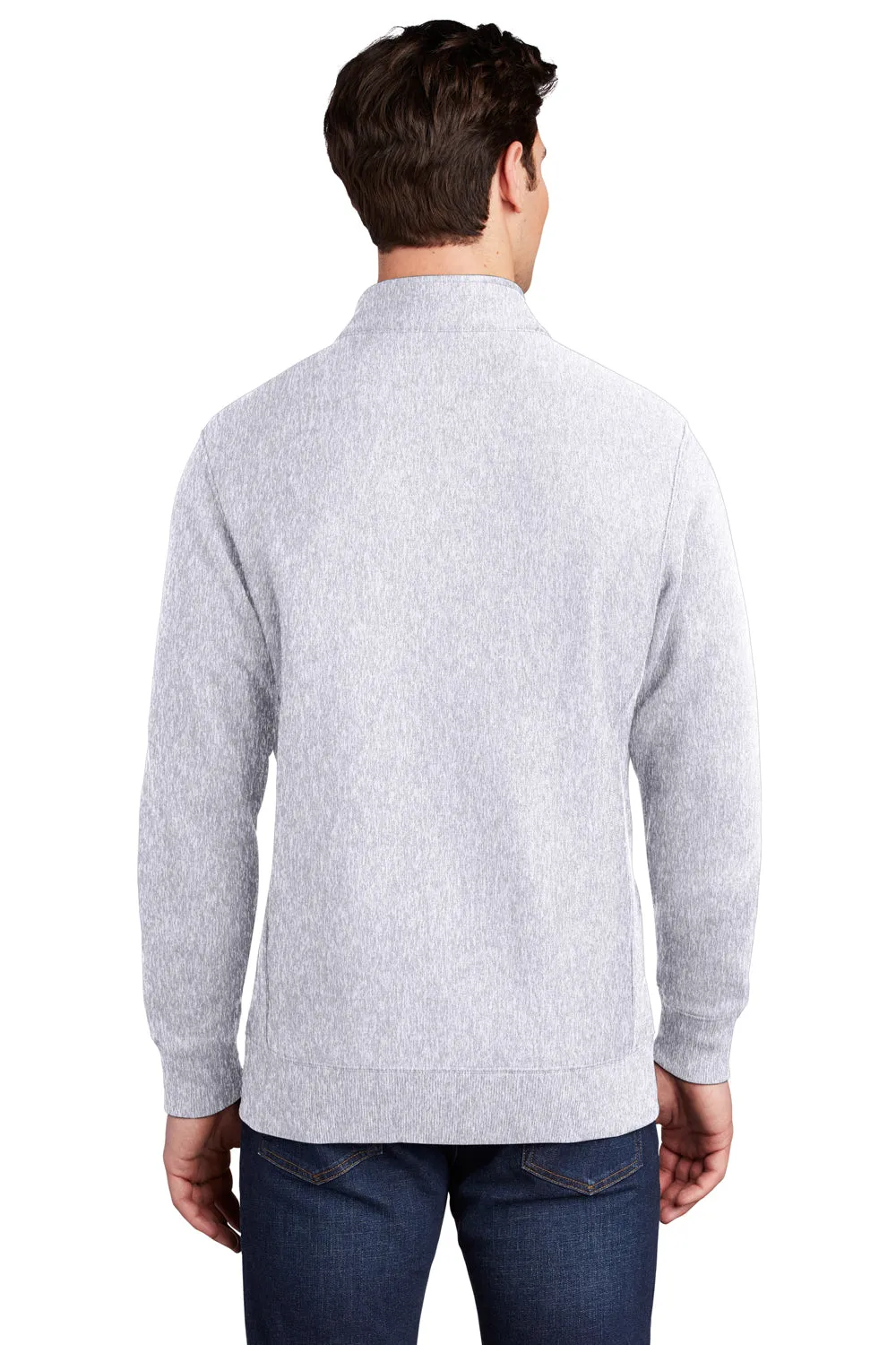 Sport-Tek Mens Full Zip Sweatshirt w/ Pockets - Heather Grey