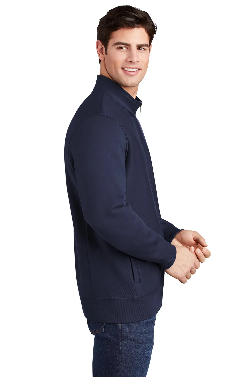 Sport-Tek Mens Full Zip Sweatshirt w/ Pockets - True Navy Blue