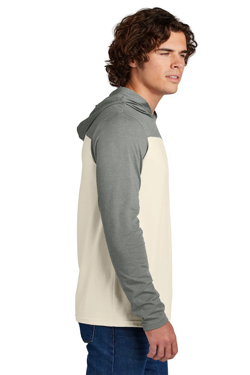 Sport-Tek Mens Halftime Long Sleeve Hooded T-Shirt Hoodie - Ecru/Heather Vintage Grey