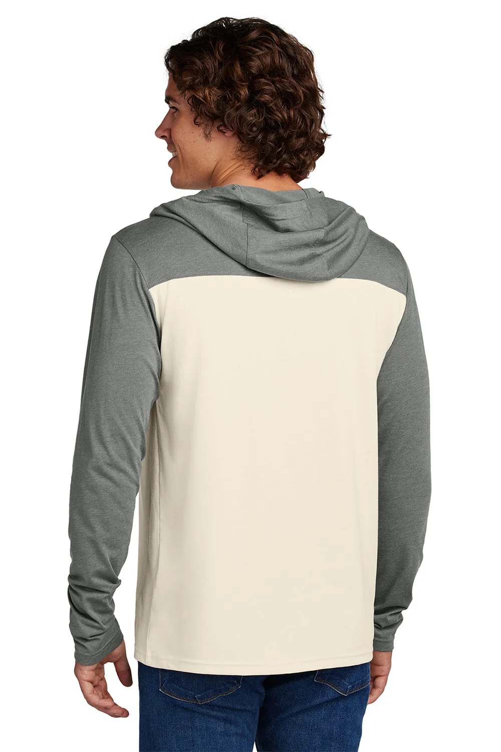 Sport-Tek Mens Halftime Long Sleeve Hooded T-Shirt Hoodie - Ecru/Heather Vintage Grey