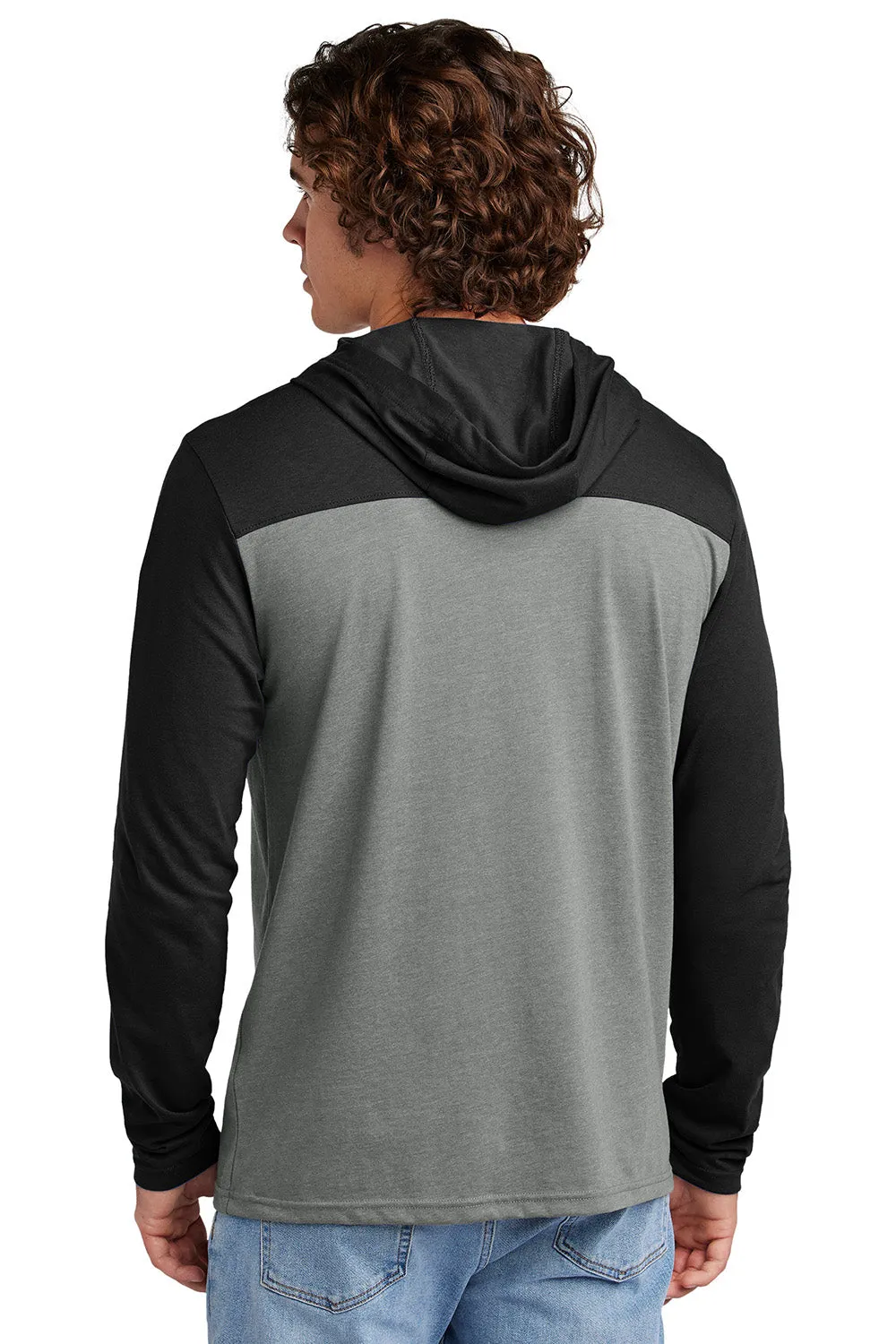 Sport-Tek Mens Halftime Long Sleeve Hooded T-Shirt Hoodie - Heather Vintage Grey/Black