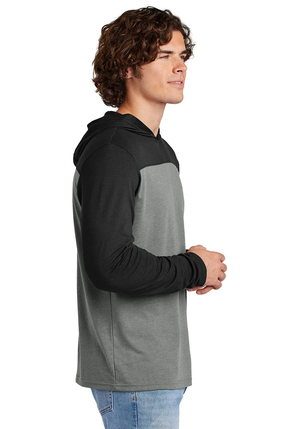 Sport-Tek Mens Halftime Long Sleeve Hooded T-Shirt Hoodie - Heather Vintage Grey/Black