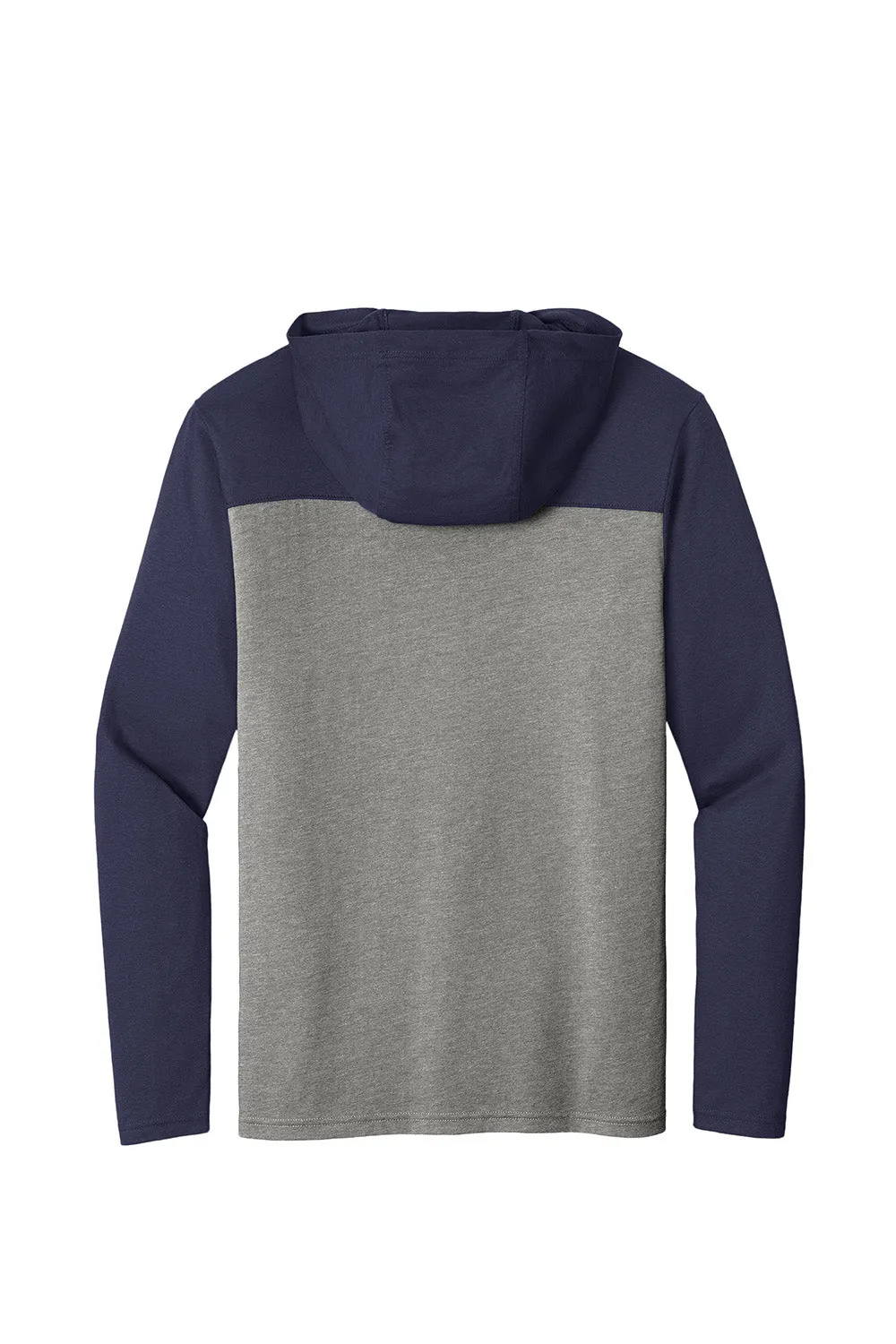 Sport-Tek Mens Halftime Long Sleeve Hooded T-Shirt Hoodie - Heather Vintage Grey/True Navy Blue