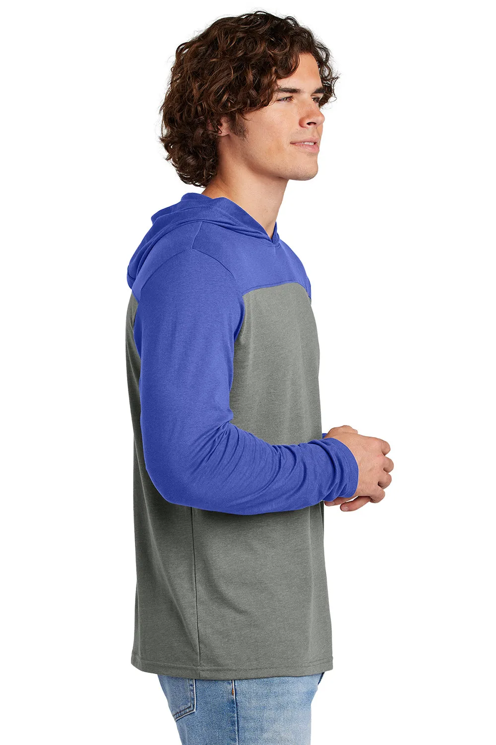 Sport-Tek Mens Halftime Long Sleeve Hooded T-Shirt Hoodie - Heather Vintage Grey/True Royal Blue
