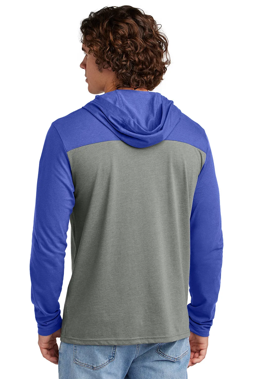 Sport-Tek Mens Halftime Long Sleeve Hooded T-Shirt Hoodie - Heather Vintage Grey/True Royal Blue