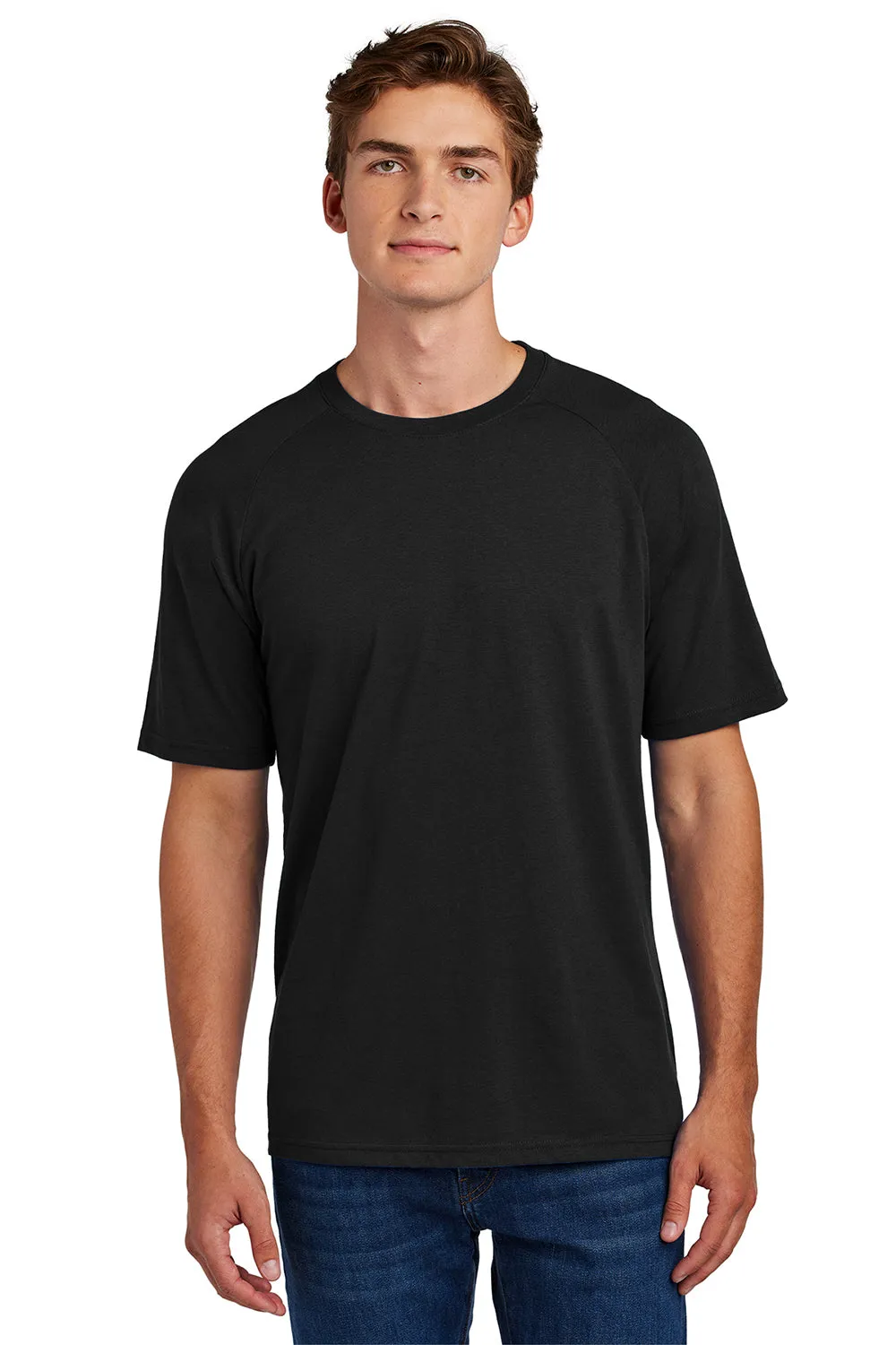 Sport-Tek Mens Halftime Raglan Short Sleeve Crewneck T-Shirt - Black