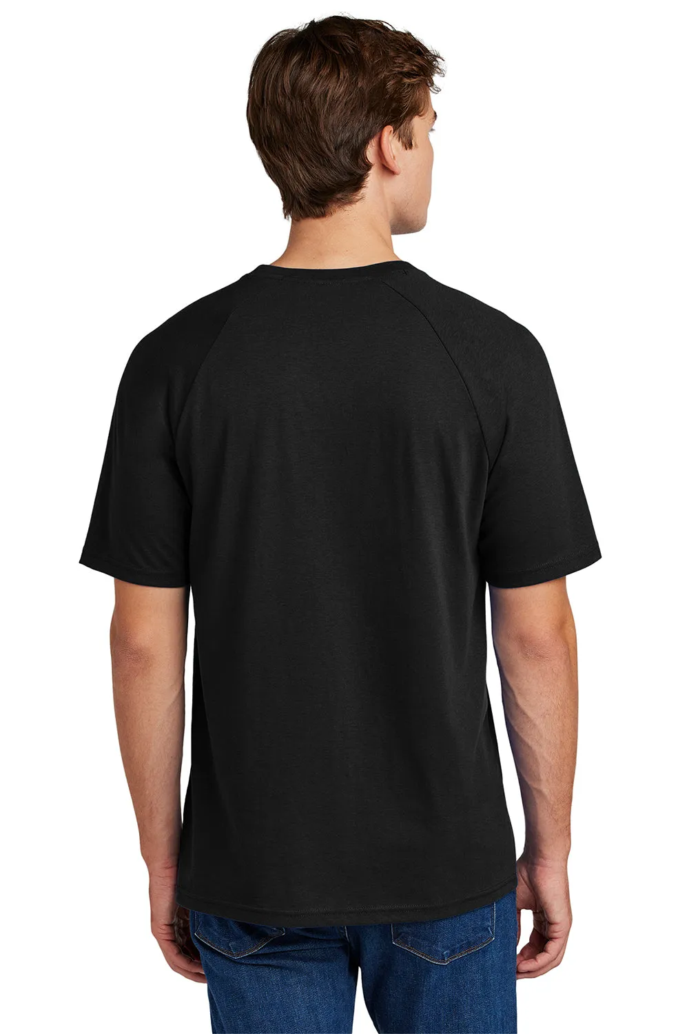 Sport-Tek Mens Halftime Raglan Short Sleeve Crewneck T-Shirt - Black