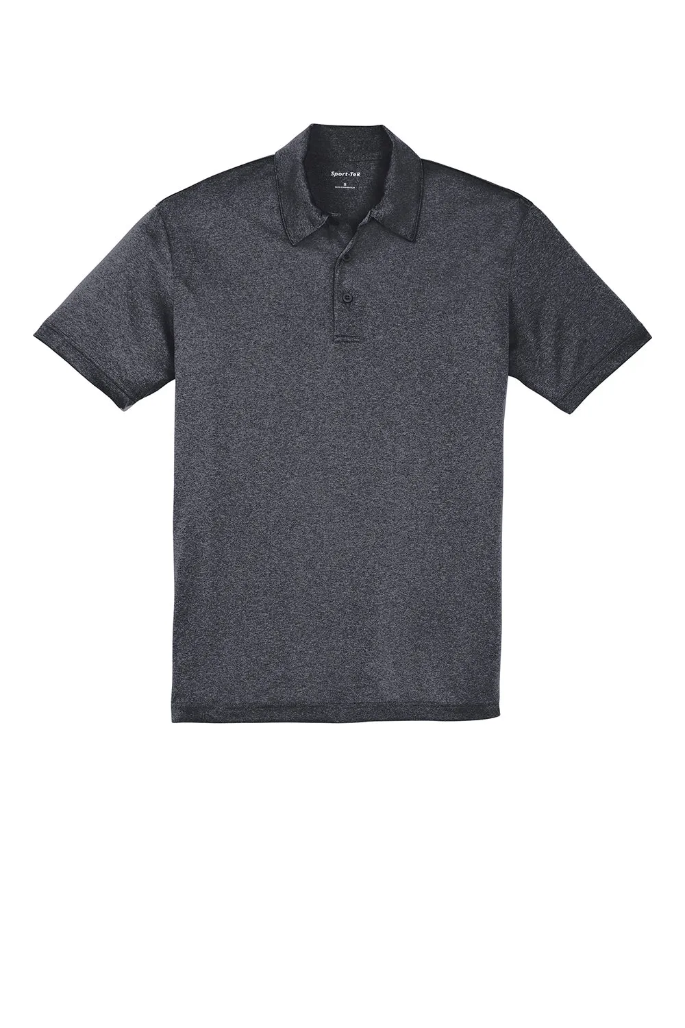 Sport-Tek Mens Heather Contender Moisture Wicking Short Sleeve Polo Shirt - Heather Graphite Grey