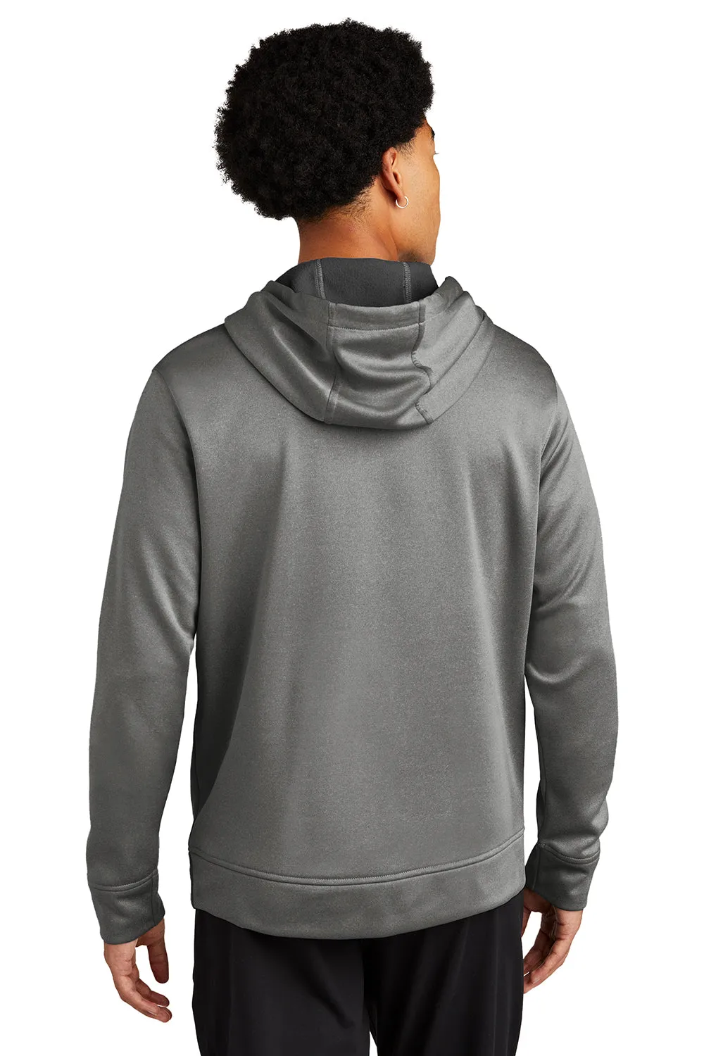 Sport-Tek Mens Heather Sport-Wick Moisture Wicking Fleece Hooded Sweatshirt Hoodie w/ Pouch Pocket - Heather Black