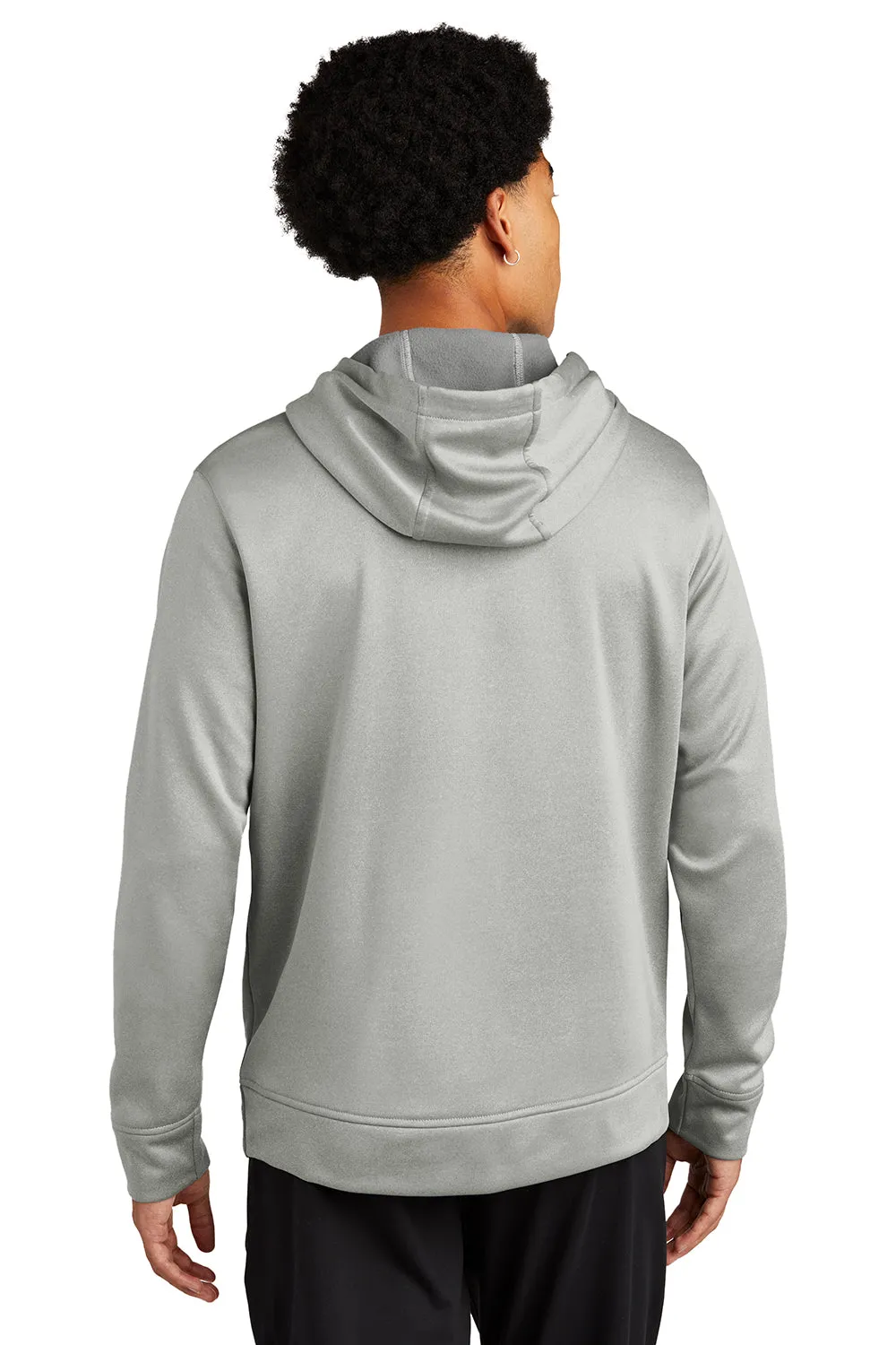 Sport-Tek Mens Heather Sport-Wick Moisture Wicking Fleece Hooded Sweatshirt Hoodie w/ Pouch Pocket - Heather Dark Silver Grey