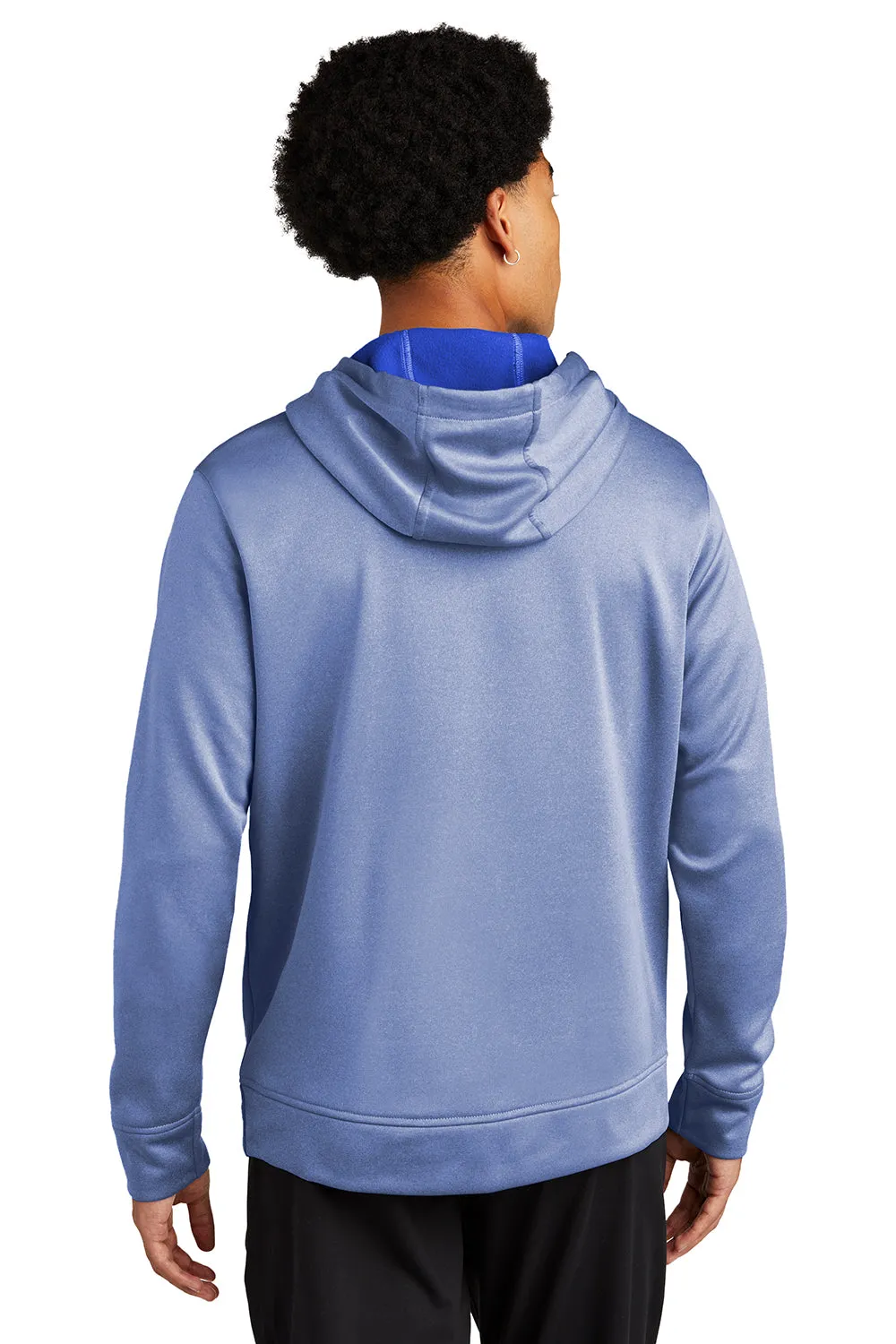 Sport-Tek Mens Heather Sport-Wick Moisture Wicking Fleece Hooded Sweatshirt Hoodie w/ Pouch Pocket - Heather True Royal Blue - Closeout
