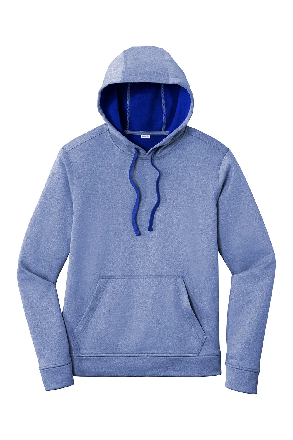 Sport-Tek Mens Heather Sport-Wick Moisture Wicking Fleece Hooded Sweatshirt Hoodie w/ Pouch Pocket - Heather True Royal Blue - Closeout