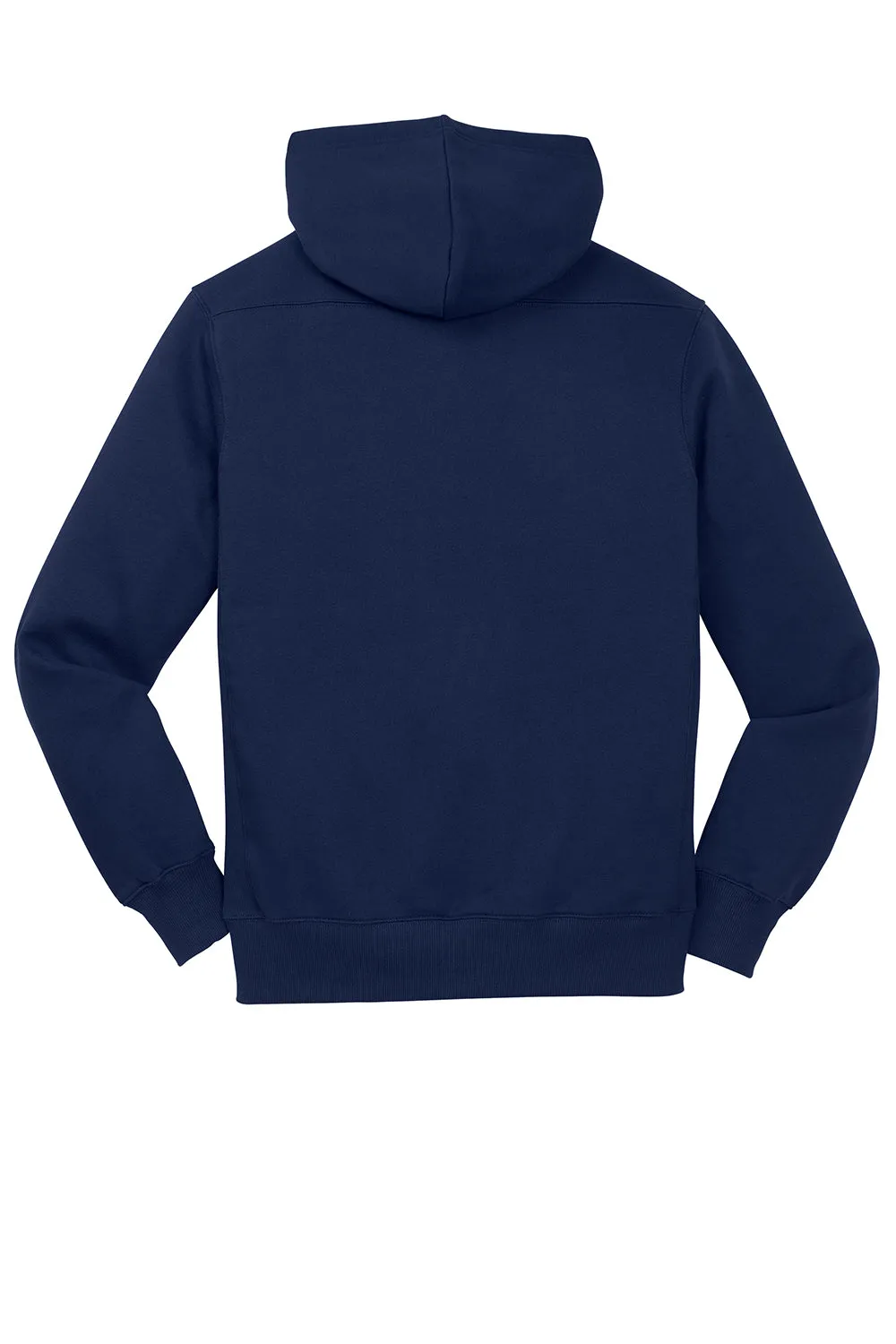 Sport-Tek Mens Lace Up Fleece Hooded Sweatshirt Hoodie w/ Pouch Pocket - True Navy Blue