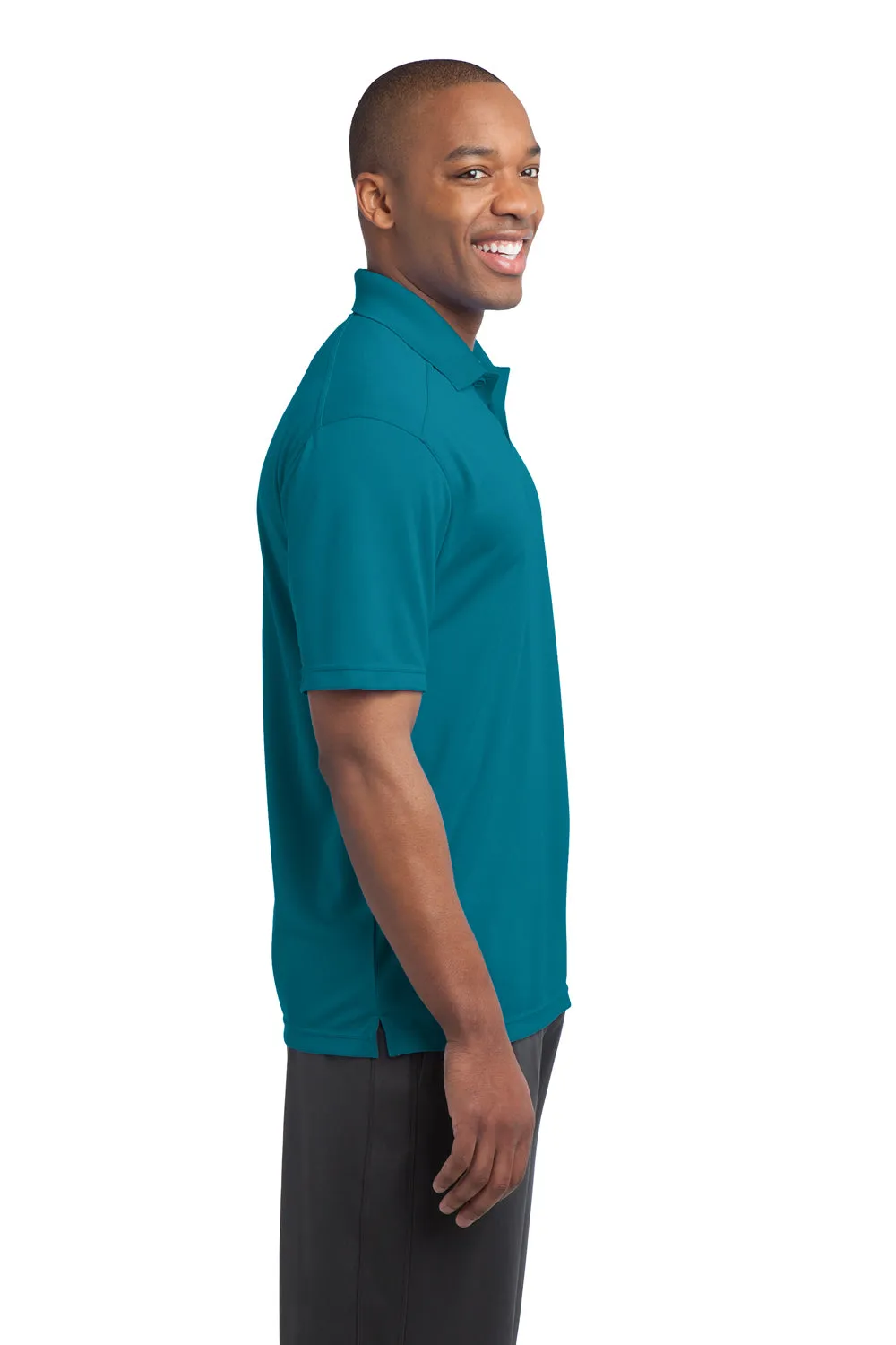 Sport-Tek Mens Micro-Mesh Moisture Wicking Short Sleeve Polo Shirt - Blue Wake