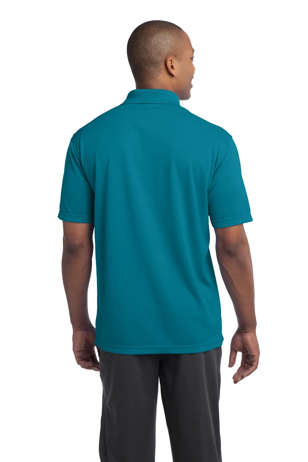 Sport-Tek Mens Micro-Mesh Moisture Wicking Short Sleeve Polo Shirt - Blue Wake