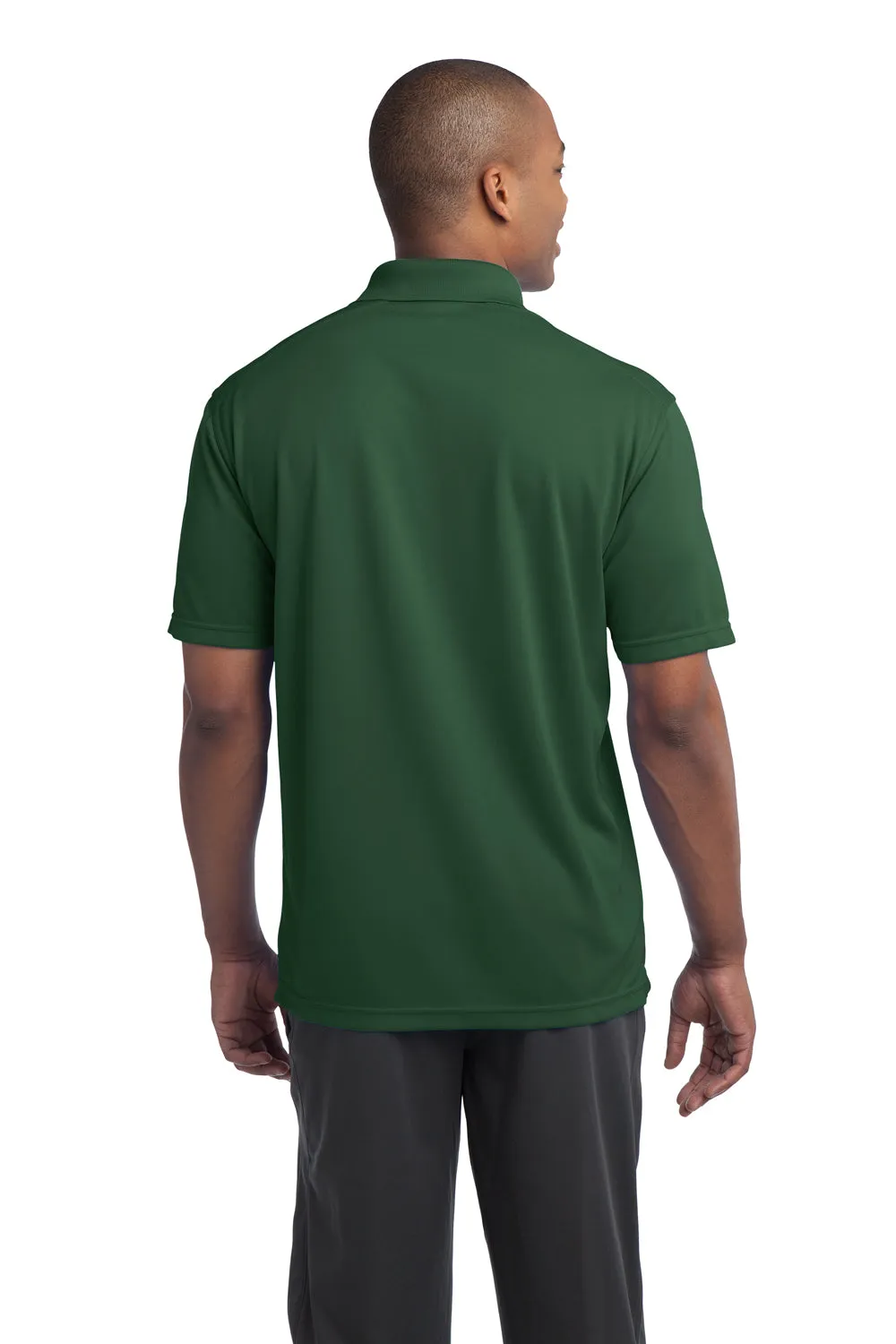Sport-Tek Mens Micro-Mesh Moisture Wicking Short Sleeve Polo Shirt - Forest Green