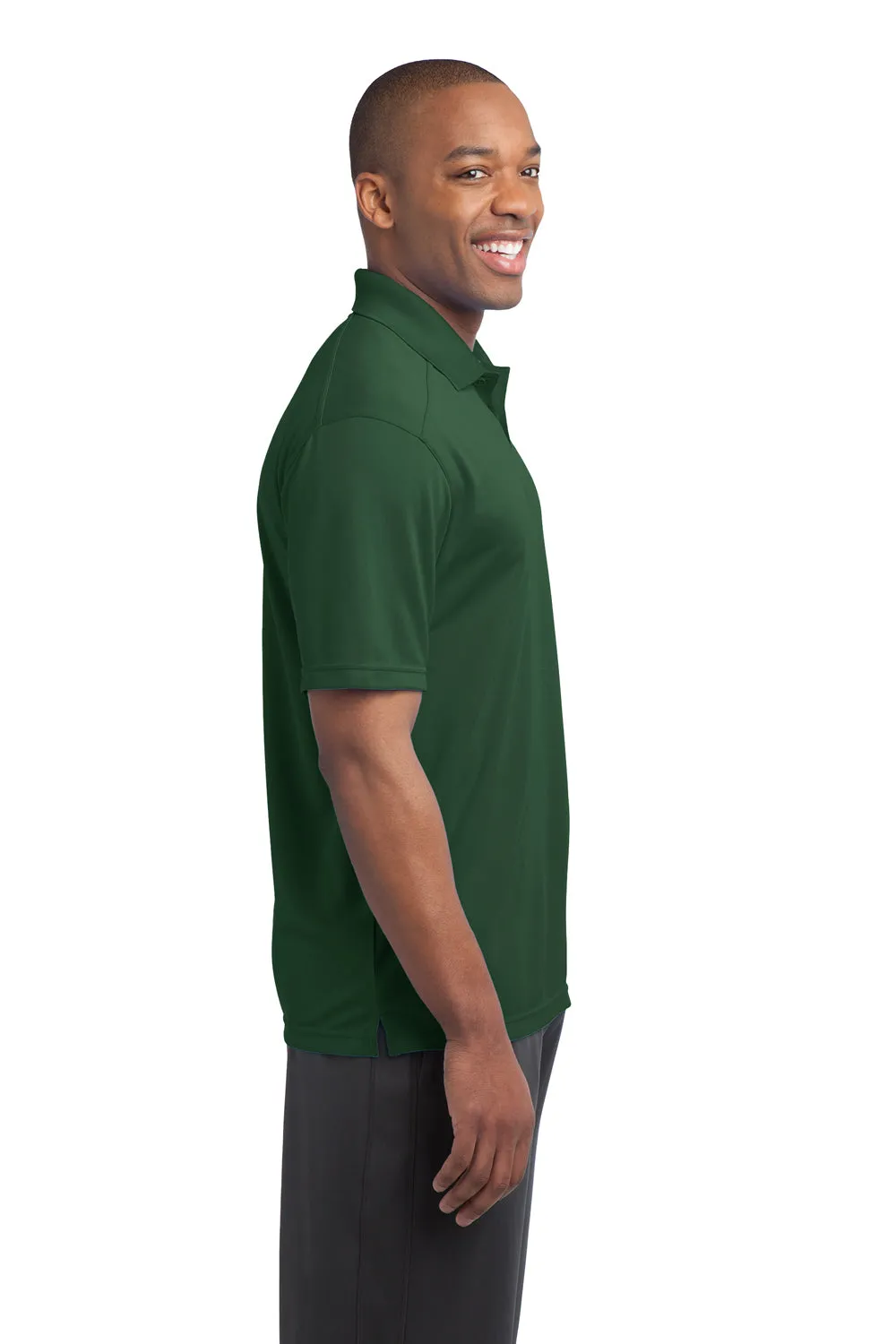 Sport-Tek Mens Micro-Mesh Moisture Wicking Short Sleeve Polo Shirt - Forest Green