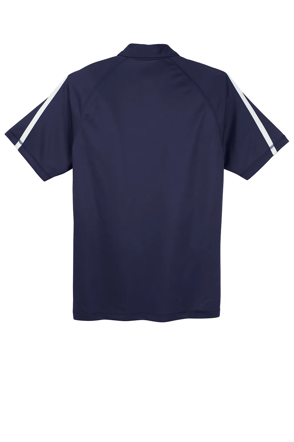 Sport-Tek Mens Micro-Mesh Moisture Wicking Short Sleeve Polo Shirt - True Navy Blue/White