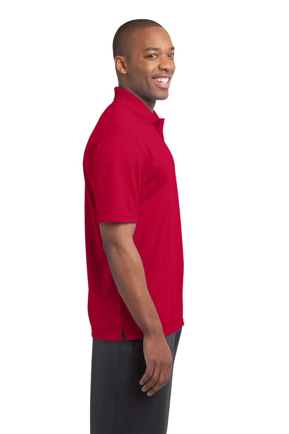 Sport-Tek Mens Micro-Mesh Moisture Wicking Short Sleeve Polo Shirt - True Red