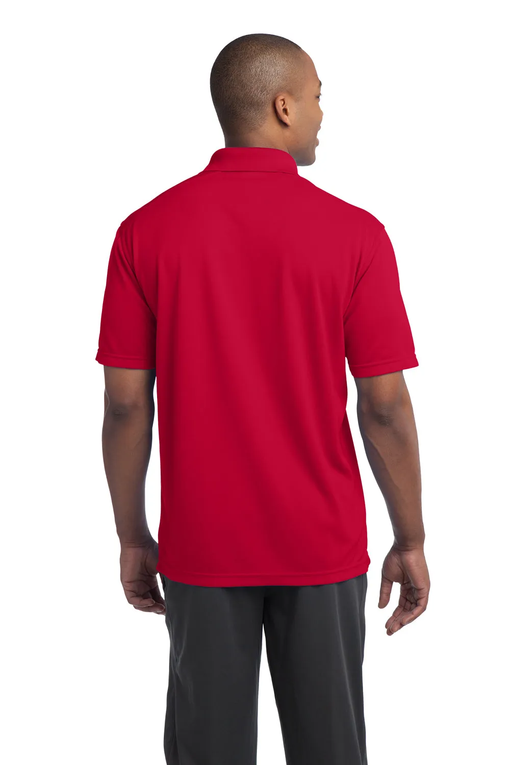 Sport-Tek Mens Micro-Mesh Moisture Wicking Short Sleeve Polo Shirt - True Red