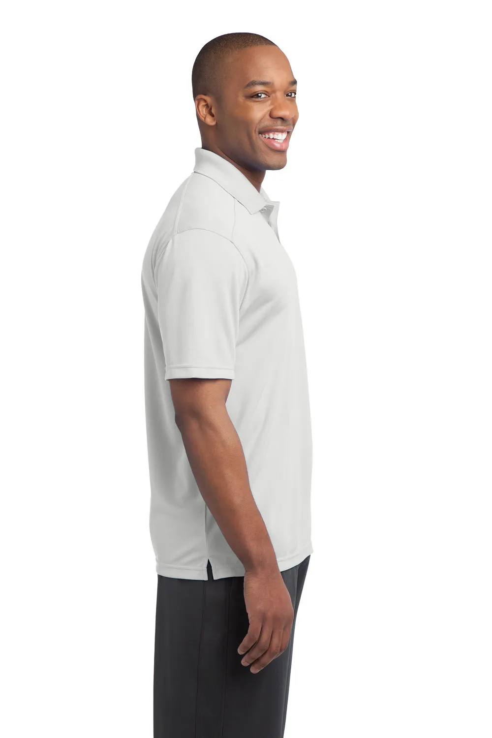 Sport-Tek Mens Micro-Mesh Moisture Wicking Short Sleeve Polo Shirt - White