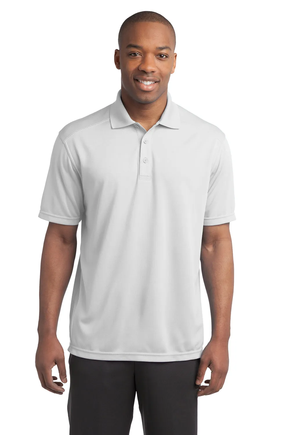 Sport-Tek Mens Micro-Mesh Moisture Wicking Short Sleeve Polo Shirt - White