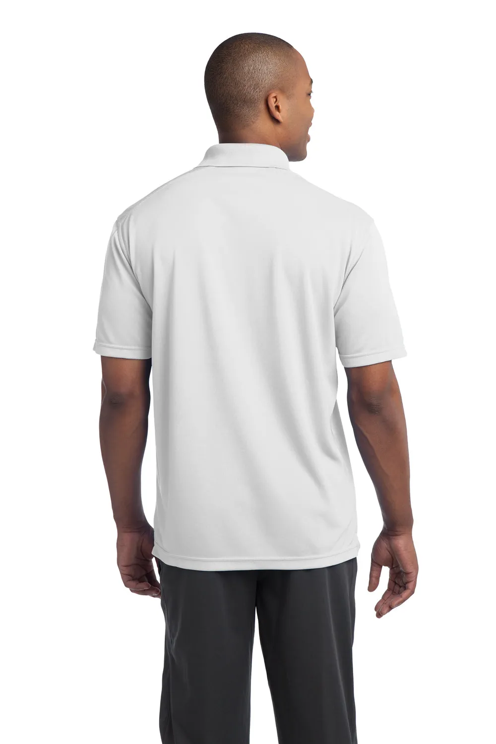 Sport-Tek Mens Micro-Mesh Moisture Wicking Short Sleeve Polo Shirt - White
